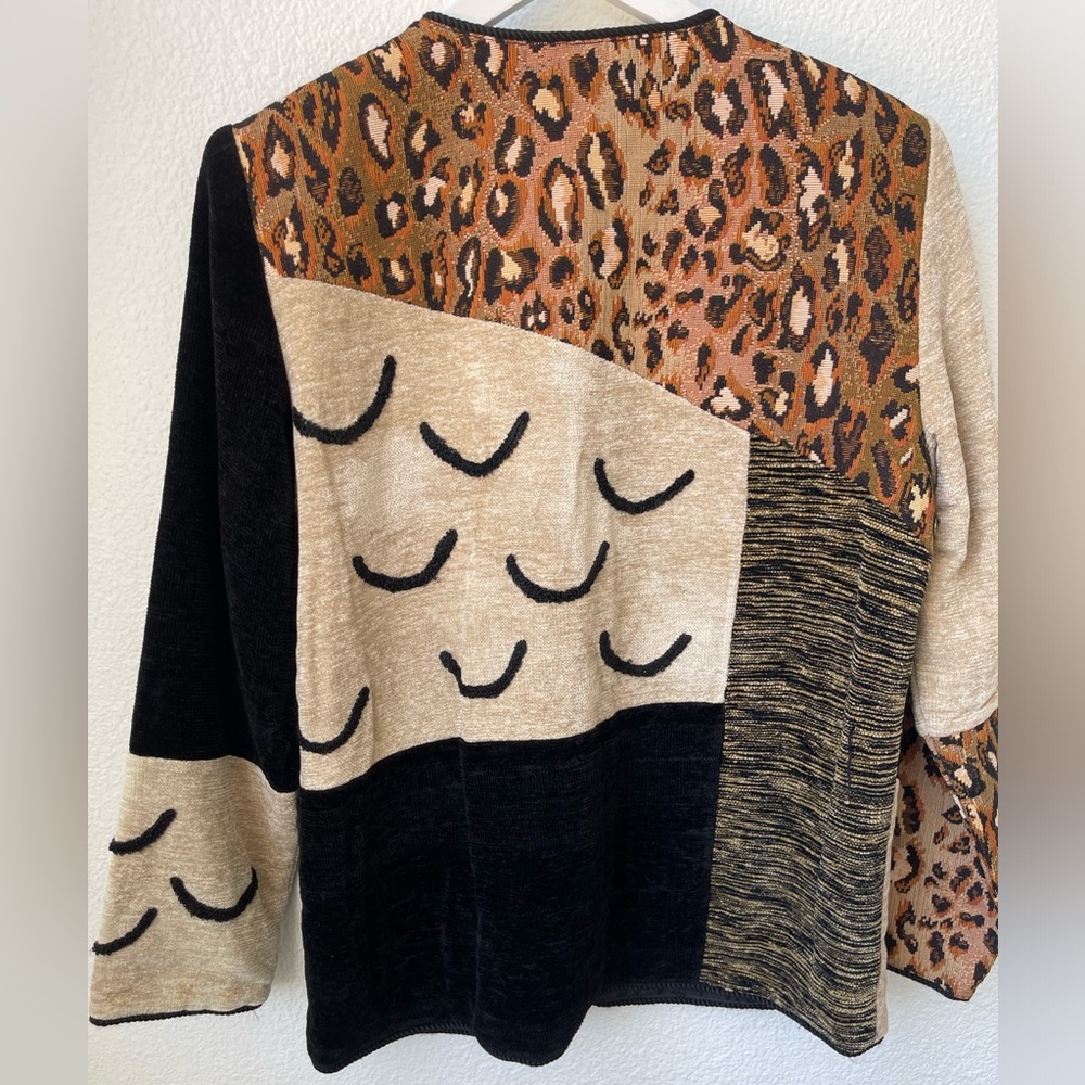 Vintage 90s Indigo Moon Patchwork Animal Print Jacket Blazer Like New SZ Small - Picture 3 of 4